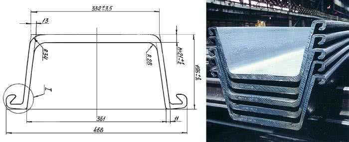 чертеж шпунта Ларсена Л5